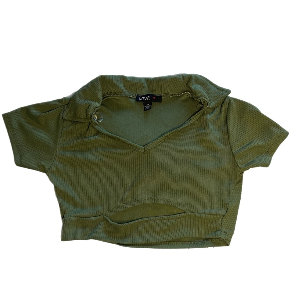 Green Cutout Crop Top
